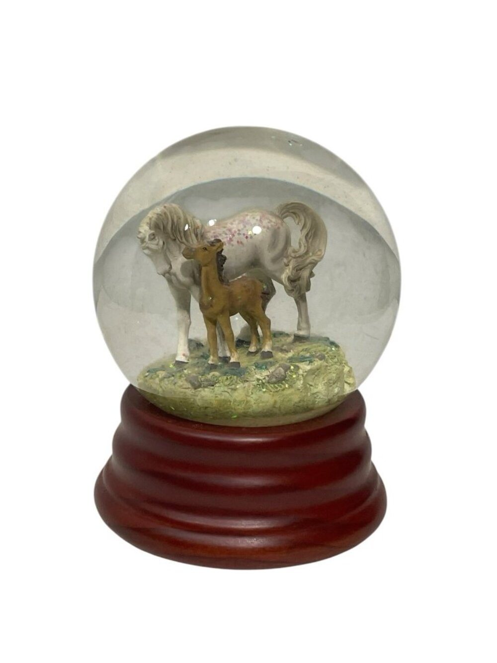 Vtg San Francisco Music Box Michael Adams Horses Water Snow Globe Cherish 1998